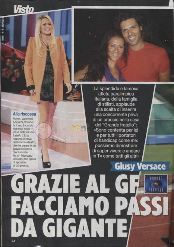 Optimistisch buste vergroting Giusy Versace su visto : grazie al gf facciamo passi da gigante - Il Vicolo  delle News Il Vicolo delle News